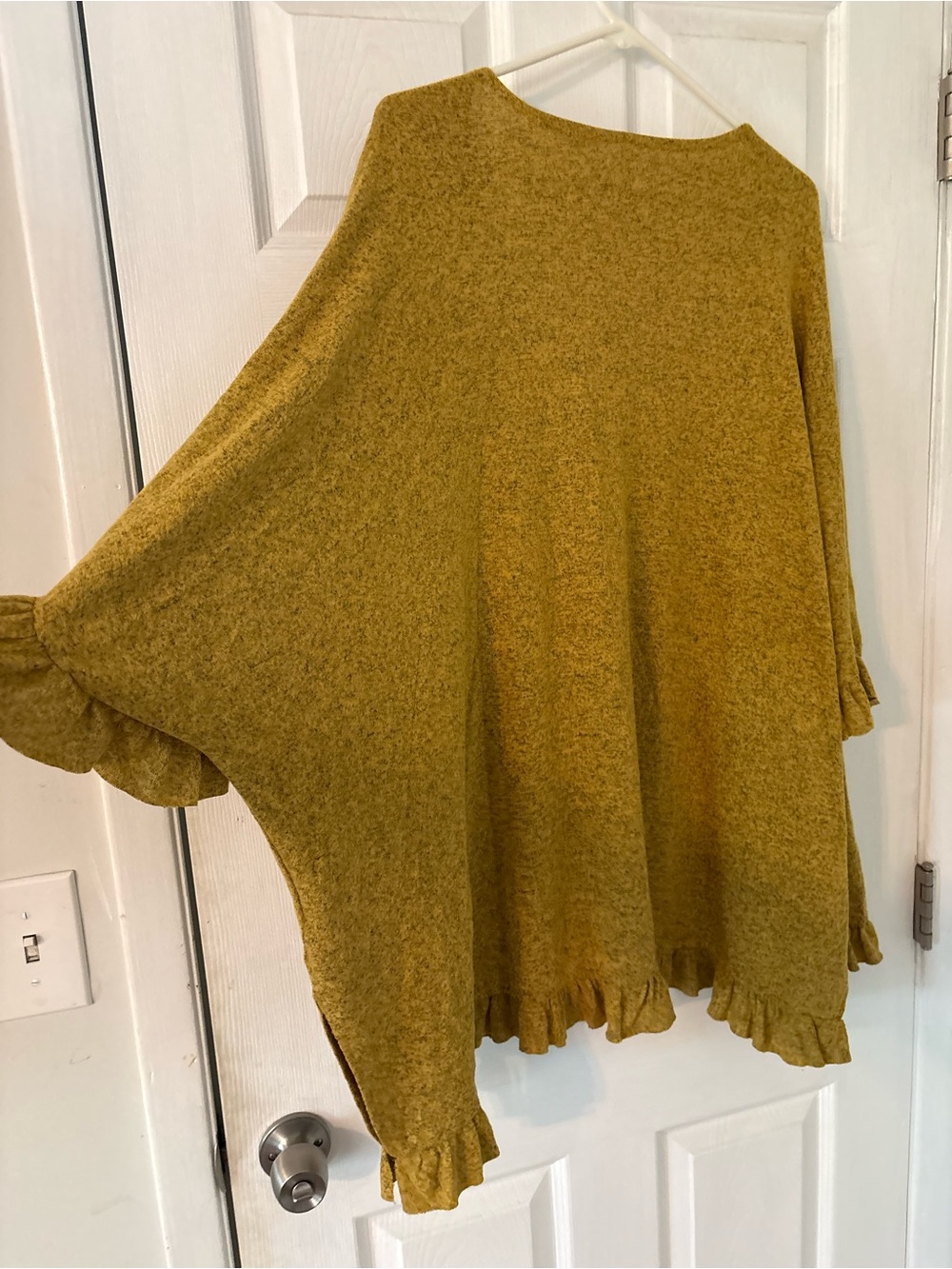 Mustard Ruffle Hem Open Front Cardigan Size M - Picture 7 of 13